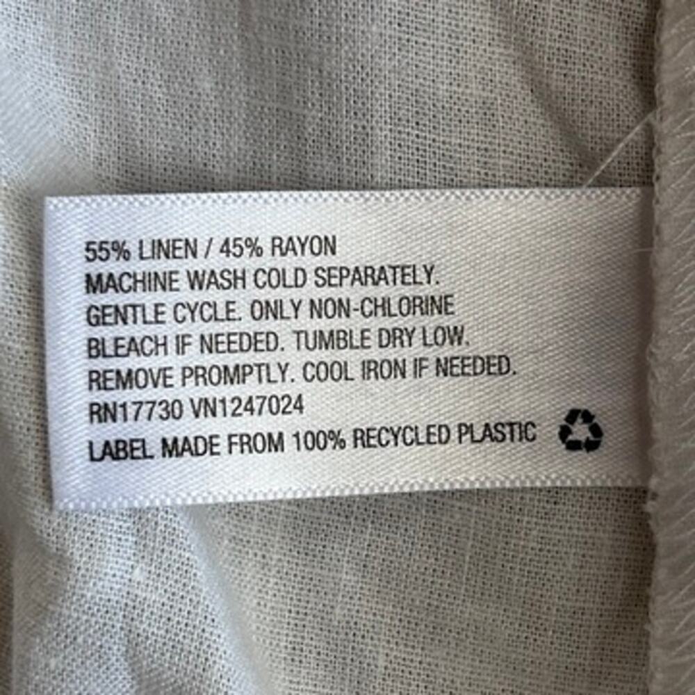 Linen Crop Top Euro Summer Square Neck Peasant Coastal Prairie Tie Hem Women M - Picture 5 of 8